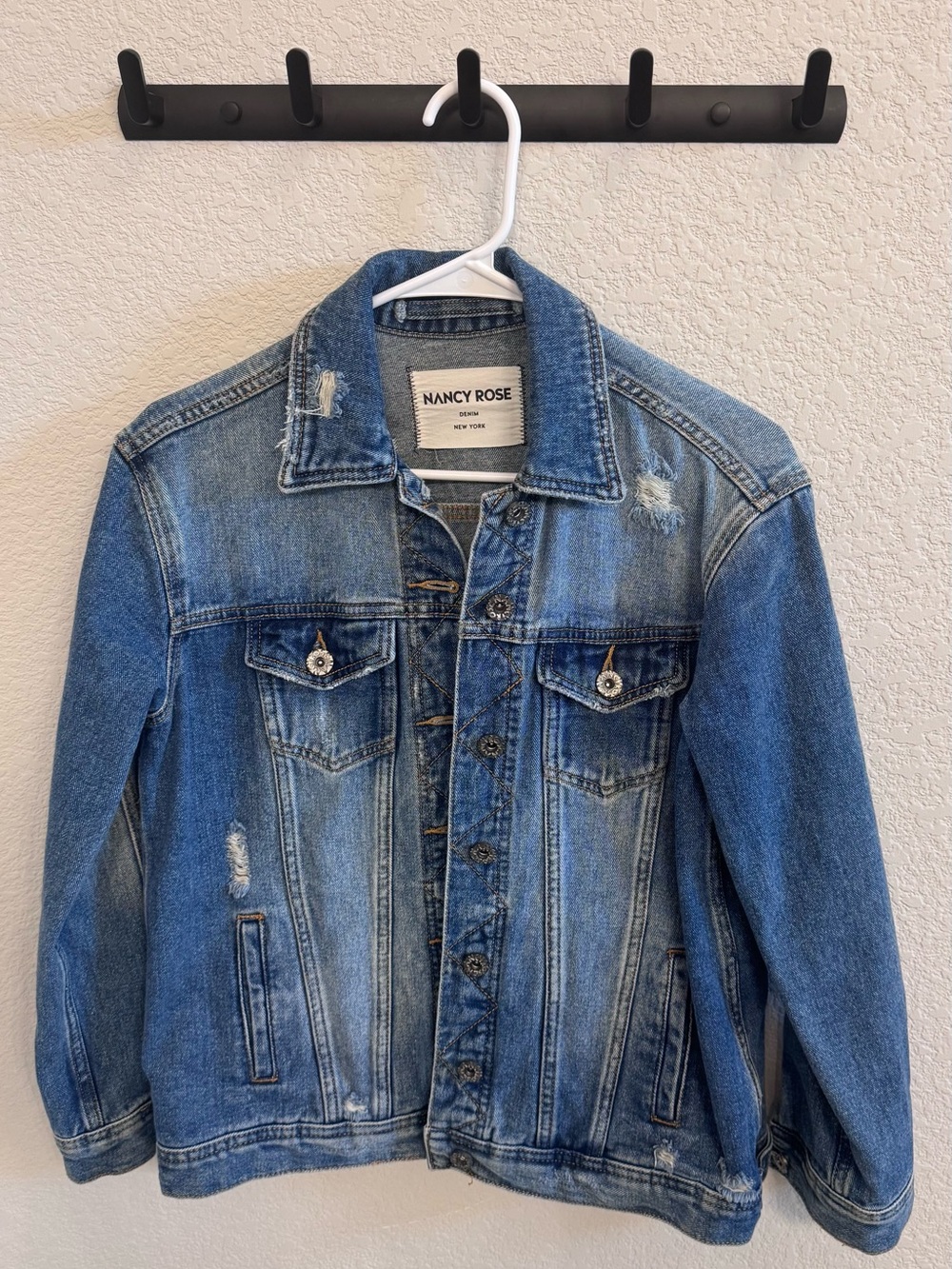 Nancy rose Women's Distressed Blue Denim Jacket
